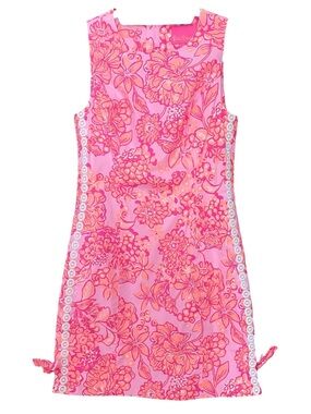 Lilly Pulitzer Mila Stretch Shift Dress 0 Pink Floral Lace Trim Style 002245